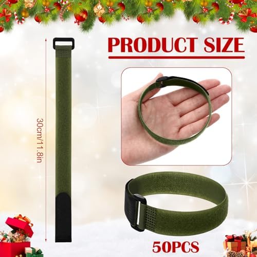 SATINIOR 50 Pcs Olive Green Large Christmas Garland Ties 12" Banister Ties