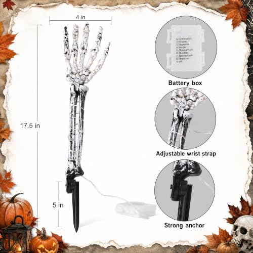 2-Pack Green 80LED Skeleton Arm Halloween Outdoor Decor