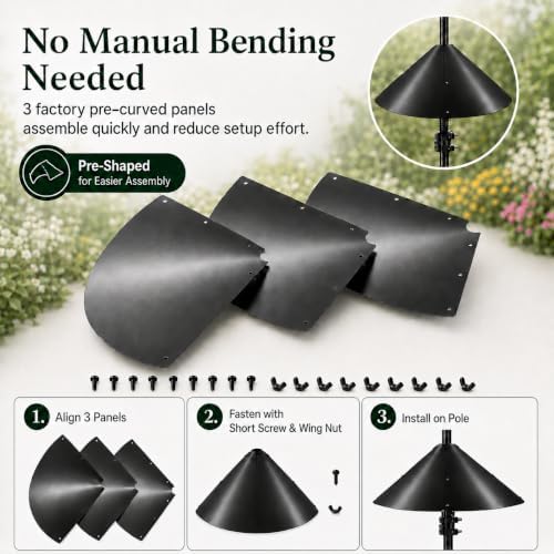 Metal Squirrel Baffle for Bird Feeder Pole with Spring, Fits 0.5"-1"
