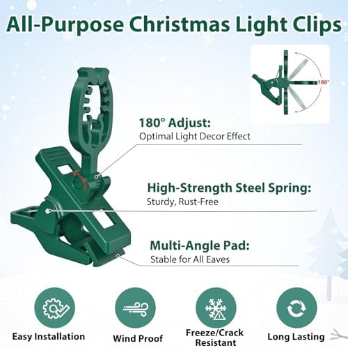 100 Pack C7 C9 Christmas Light Spring Clips, Heavy Duty, Fit E12 E17 Bases