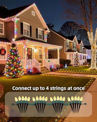 Christmas Pathway Lights Outdoor,51.4 Ft C9 Lights with 40 Warm White Bulbs