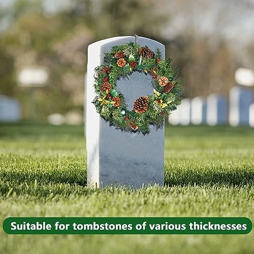 4 Pcs Christmas Headstone Wreath Hanger, Adjustable Headstone Wreath Holder