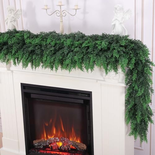Hananona 6 FT Christmas Garland, Real Touch Cedar Garlands, 1 Pcs