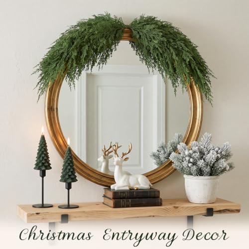 Suncalla 2 Pack 31.5" Christmas Swag Decoration, Cedar 04, Green