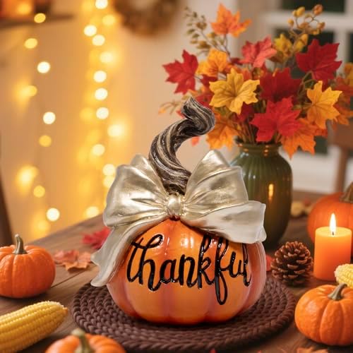 Hodao Thanksgiving Pumpkin Decoration,Fall Decor,Gather & Thankful