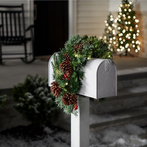 National Tree Company 36in Pre-Lit Colonial Fir Christmas Mailbox Swag