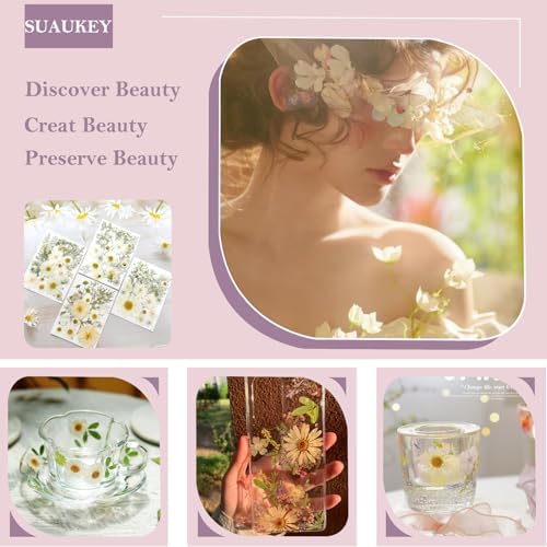 95 Pcs White Pressed Dried Flowers for Resin, Real Natural Bulk Dry Wildflowers Leaves Perfect for Epoxy Molds, DIY Crafts, Home Decor, Soap Candles Jewelry Making