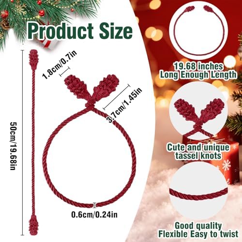 Celltestria 12pcs 20 Inches Christmas Garland Ties (Burgundy)