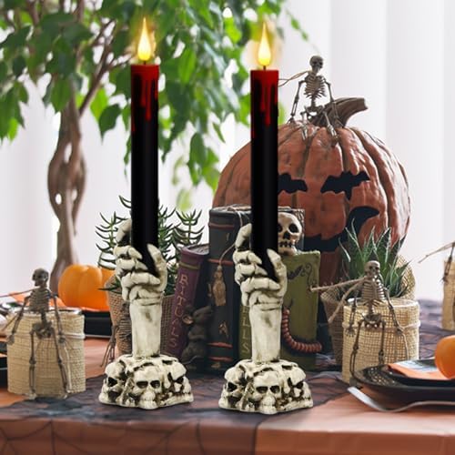 Eldnacele Halloween Black Flameless Taper Candles with Remote and Timer
