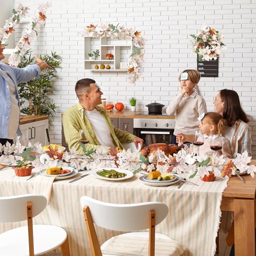 4Pack 23.6FT White Fall Garland for Mantle Autumn Wedding Thanksgiving
