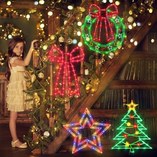 TRWYMZ Christmas Decorations - 16" Christmas Window Silhouette Lights