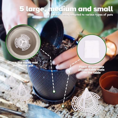 Reusable conical Planter Inserts for pots - Drainage Pads and Pot fillers for planters, Simple Gardening Tools for Horticulture Care