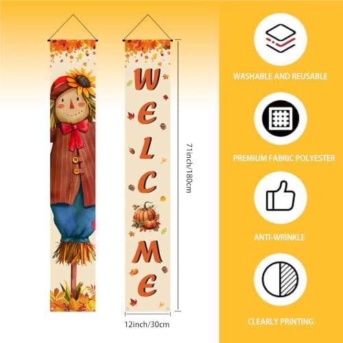 Fall Decor Banner,Scarecrow Thanksgiving Decorations Autumn Banner