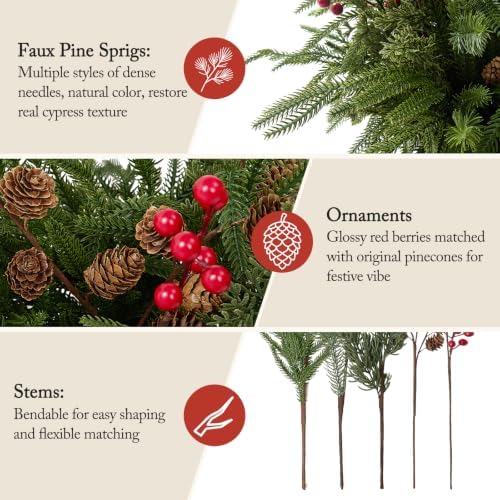 16pcs christmas Flowers Artificial Greenery for Christmas Decorations