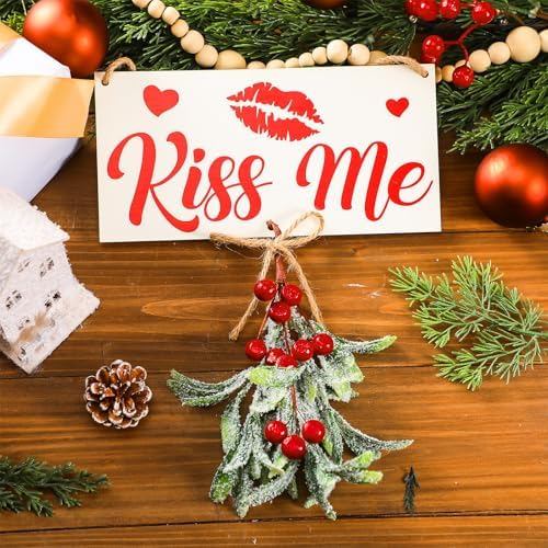 Vercraft Christmas Mistletoe Sign Kiss Hanging Decor