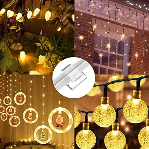TidyHelper 105 PCS Hooks for Outdoor String Lights (Large, Clear)