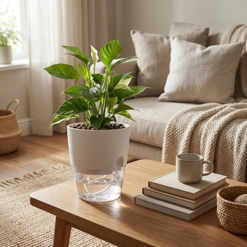 Vanavazon 6 Inch Self Watering Pots for Indoor Plants African Violet Pots