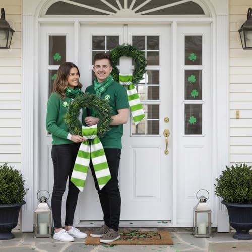 Wreath Sash for Front Door 4.5'' x 56'' Green White Striped