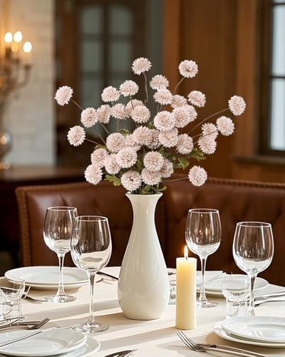 DuHouse 9pcs Artificial Flowers Silk Pompon Mum Small Chrysanthemum Ball