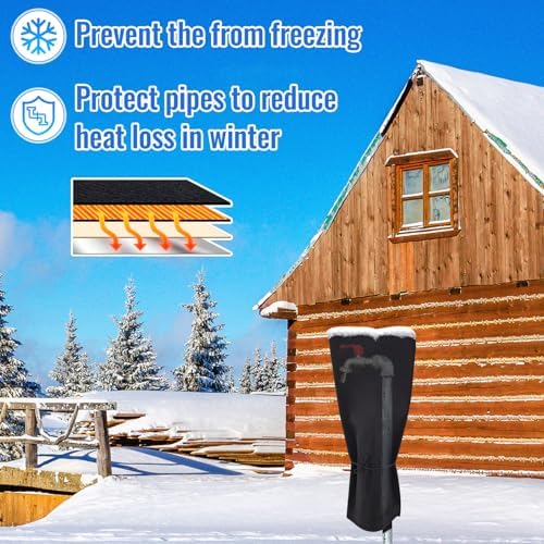 1 Pcs 25" L x10 W Electric Heated Outdoor Faucet Cover for Winter Freeze Protection Heating Hose Bib Covers for Winter, Water Pipe Heater for Garden Faucet Insulated Spigot Protector, Black