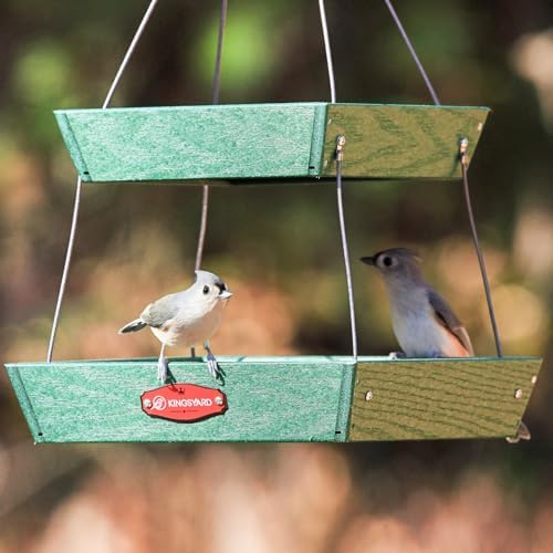Kingsyard 2 Tier Large Platform Bird Feeder for Outdoors Hanging