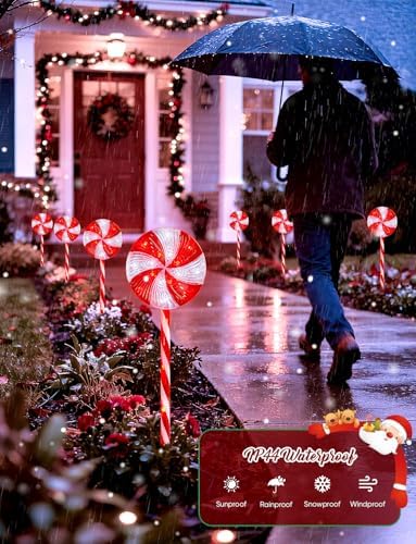 Brightown 3 Pack Lollipop Christmas Pathway Lights Outdoor, 29inches 60 LED