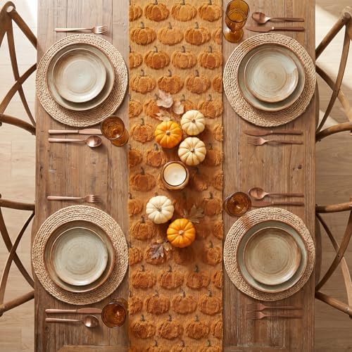 Artoid Mode Caramel Soft Faux Fur Fall Table Runner 13x108 Inch
