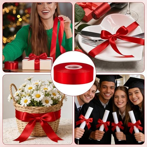 1 in 30 Yards Red Ribbon for Gift Wrapping Wedding Valentine Christmas