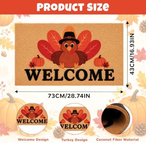 Thanksgiving Turkey Welcome Door Mat- Turkey Outdoor Front Doormat