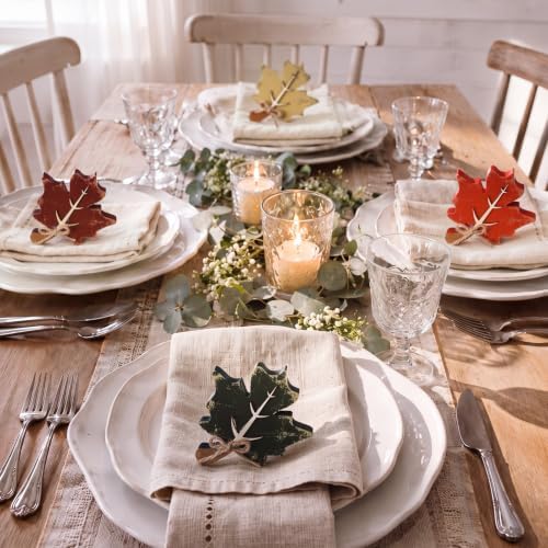 Novabright 8 Pcs Wood Fall Leaves Acorn Decorations Rustic Wood Fall Decor