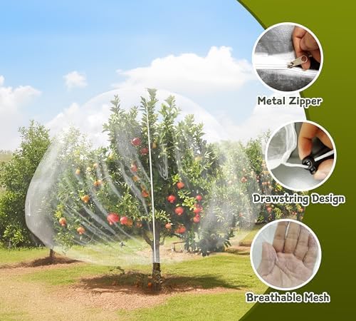 1 Pack Extra-Large Fruit Tree Netting Covers for Birds and Squirrels(15X15ft) –Bird Nets for Fruit Trees with Zipper