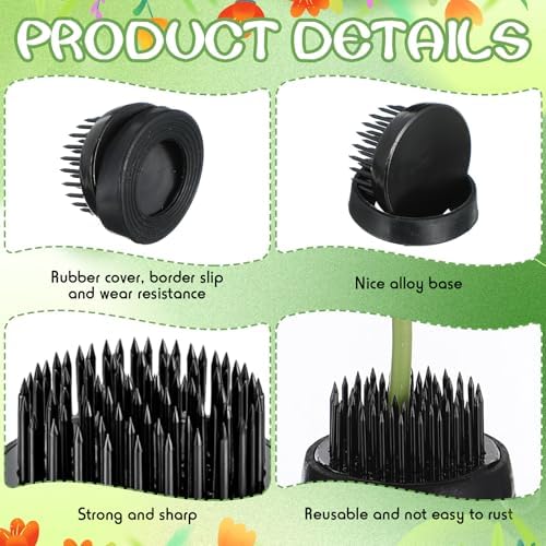 Sliner 16 Pcs Floral Frogs Round Flower Holder,Black,1.34 Inch