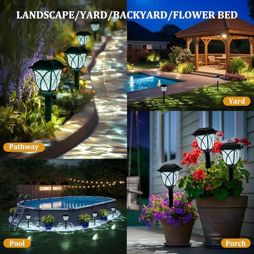 GIGALUMI 6 Pack Solar Lights Outdoor Waterproof, LED Solar Garden Lights