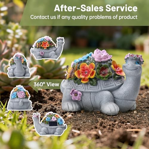 Large Solar Turtle Garden Statue,Outdoor Animal Statues for Garden,Yard,Lawn,Patio,Porch, Balcony, Unique Birthday Gifts for Mom, Women, and Grandma