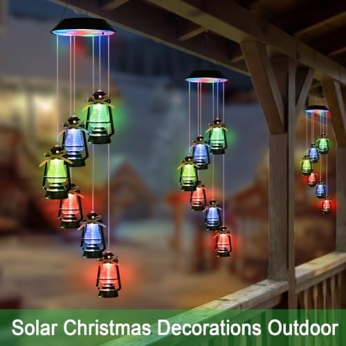 Hanging Solar Lantern Wind Chime for Outside,Christmas Decorations Outdoor