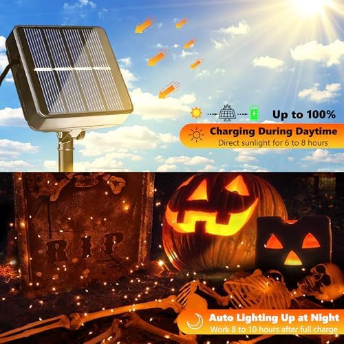 Joomer Orange Halloween Solar String Lights - 2 Pack Total 80FT 240LED