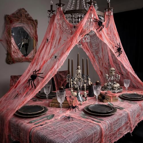 Halloween Creepy Cloth Giant (80 x 400 in.) Scary Gauze Cloth Spooky Halloween Decorations Party Supplies Decor Outdoor Yard Home Wall Haunted House Doorways Patio Garden Bloody