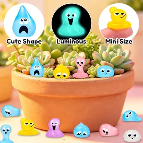 64 Pcs Luminous Mini Resin Water Elves Figurines Glow in the Dark
