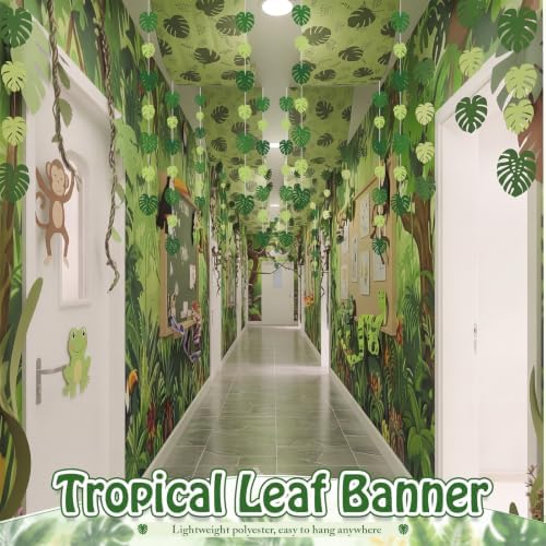 Leinuosen Tropical Hanging Decorations Jungle Palm Leaves Garland, Tropical