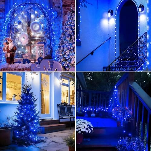Lomotech Solar Fairy Lights Outdoor, 2 Pack Total 66ft 200 LED,Blue