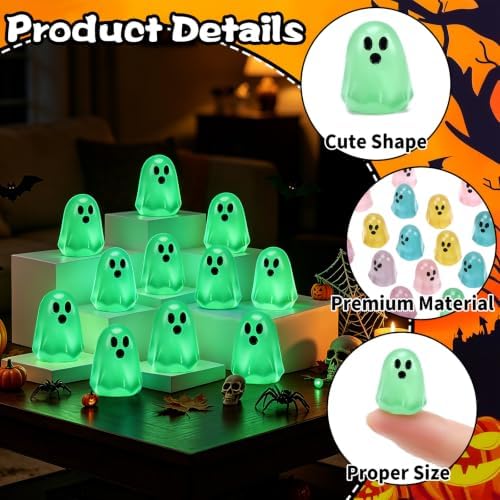 120Pcs Halloween Luminous Mini Ghost Figures Acrylic Vase Fillers