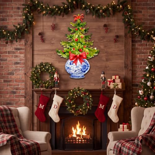 RattanView Christmas Chinoiserie Door Wreath Hanger Red Bow Decortions