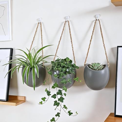 4 to 5 inch Ceramic Planters Wall Hanging Vases Decor - Set of 3