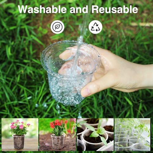 Bonviee Clear Nursery Pots with Drainage Holes, 4/5/7 Inch, 30-Pack