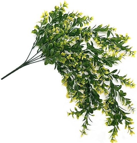 PASYOU Artificial Hanging Plants, Fake Vines Plastic Leaves Ivy Faux Greenery UV Resistant Plant for Indoor Outdoor Garden Office Decor Christmas Wedding Party Baskets DIY Decoration Yellow 4 Pack