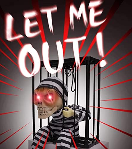Animated Halloween Decorations with Infrared Sensor, Skull Prisoner
