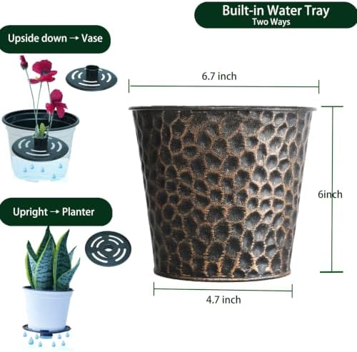 6inch Metal Copper Planter, Hammered Finish, 6 Inch, 1 Pack