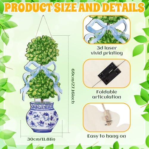 RattanView Chinoiserie Bonsai Door Hanger, Wooden Welcome Sign