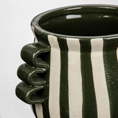 Ceramic Planter Pot Modern Striped Triple Handle Flower Pot No Drainage