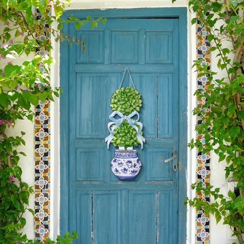 RattanView Chinoiserie Bonsai Door Hanger, Wooden Welcome Sign